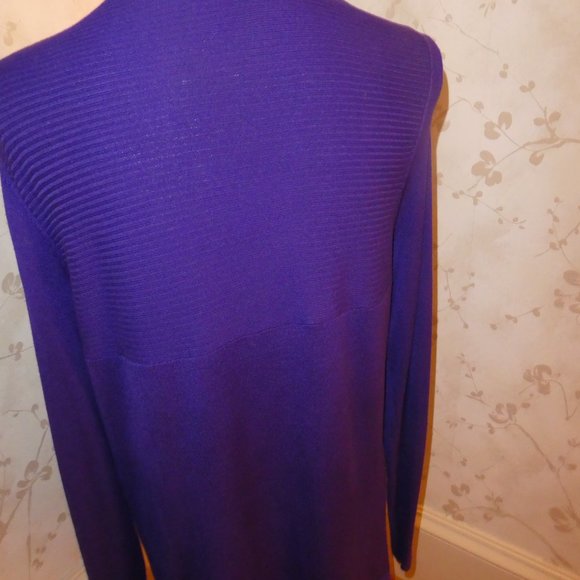 CHICOS OPEN FRONT DUSTER SWEATER, LS, NICE DETAILING-PURPLE-SIZE 2 -NEVER WORN - Picture 3 of 4